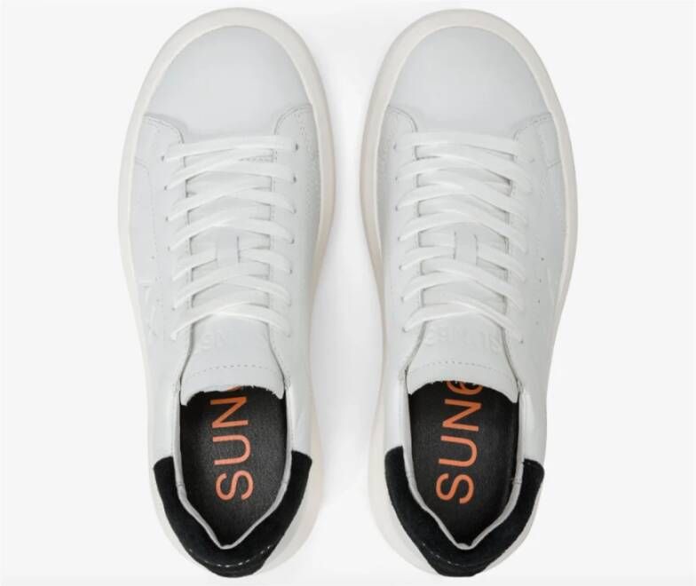 Sun68 Leren Sneakers in Wit Zwart White Heren