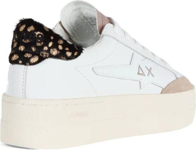 Sun68 Leren Sneakers met Contrast Inzetstukken White Dames