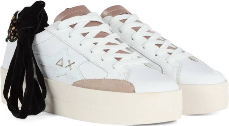 Sun68 Leren Sneakers met Contrast Inzetstukken White Dames