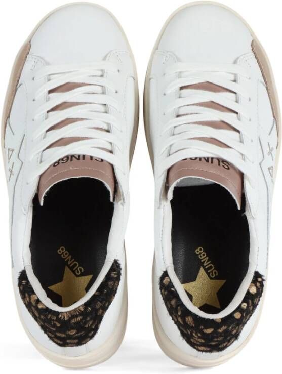 Sun68 Leren Sneakers met Contrast Inzetstukken White Dames