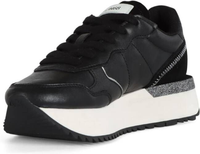 Sun68 Leren Sneakers met Vetersluiting Black Dames