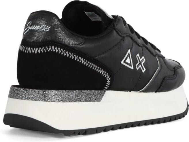 Sun68 Leren Sneakers met Vetersluiting Black Dames