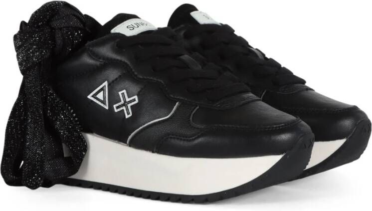 Sun68 Leren Sneakers met Vetersluiting Black Dames