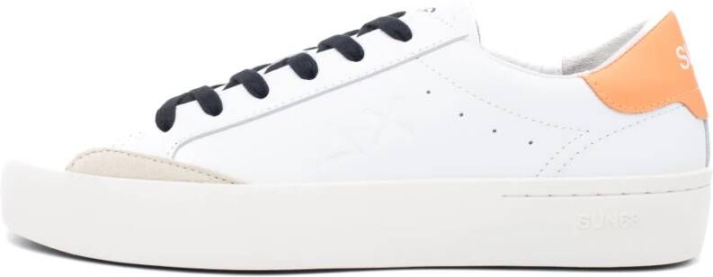 Sun68 Leren Street Sneakers Wit Oranje White Heren