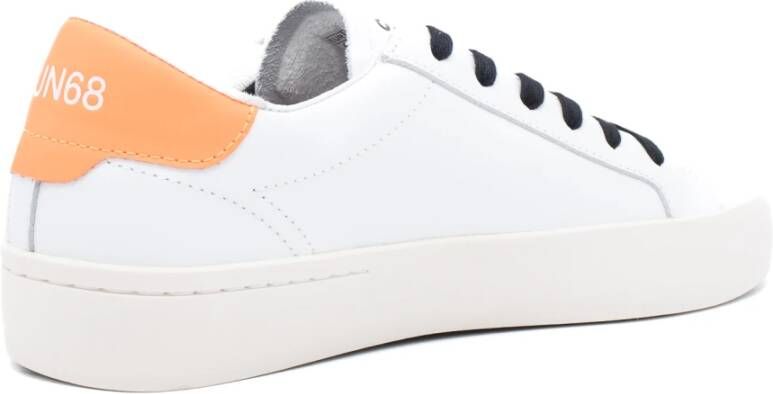 Sun68 Leren Street Sneakers Wit Oranje White Heren