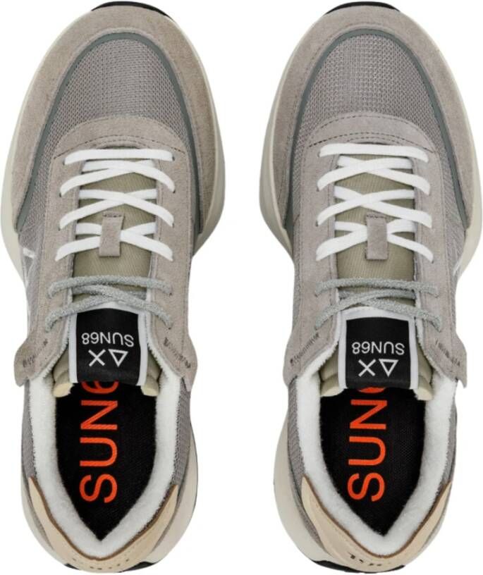 Sun68 Lichtgrijze Hardloopsneakers met Suède Gray Heren