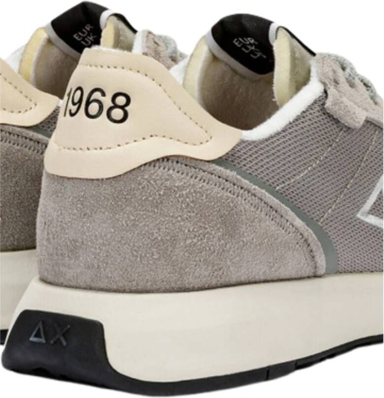 Sun68 Lichtgrijze Hardloopsneakers met Suède Gray Heren