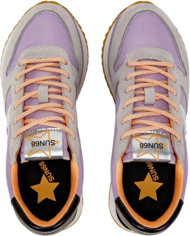 Sun68 Lila Stoffen Sneakers met Suède Details Purple Dames