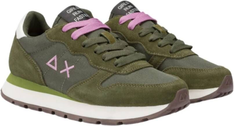 Sun68 Militaire platte schoenen Green Dames