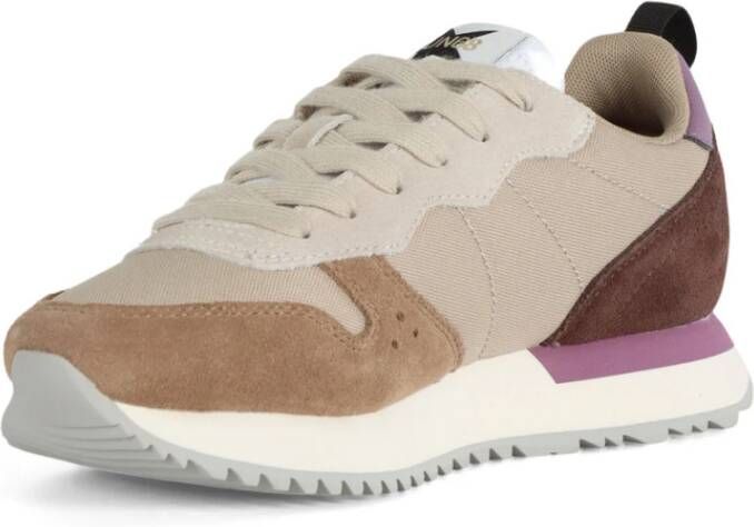 Sun68 Multicolor leren en stoffen sneakers Beige Dames