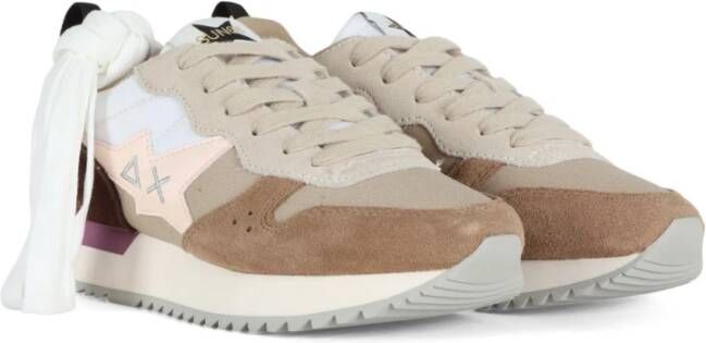 Sun68 Multicolor leren en stoffen sneakers Beige Dames