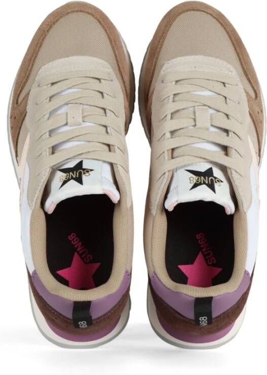 Sun68 Multicolor leren en stoffen sneakers Beige Dames