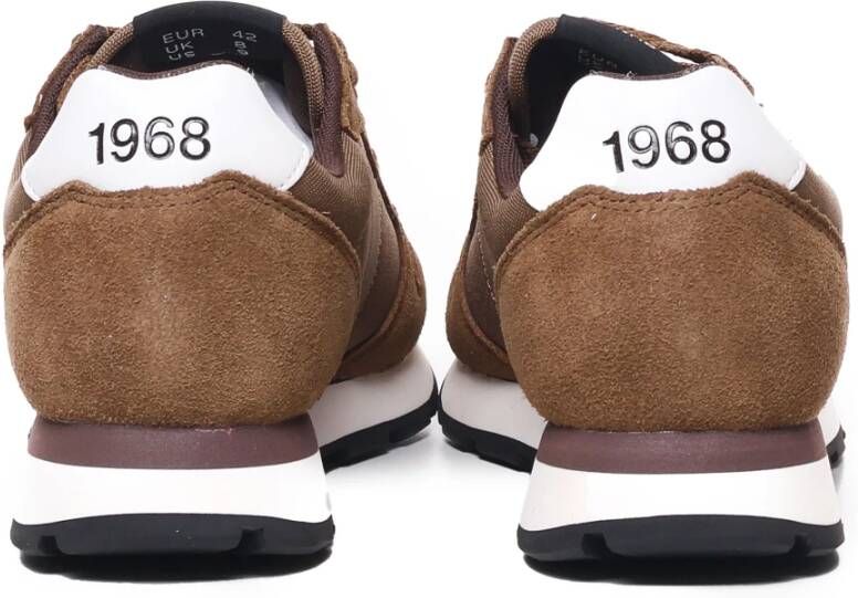 Sun68 Nylon Suede Sneakers Vos Kleur Brown Heren