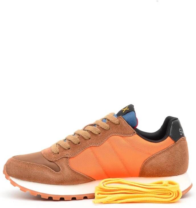 Sun68 Bruin en Oranje Suède Sneakers Bruin Heren