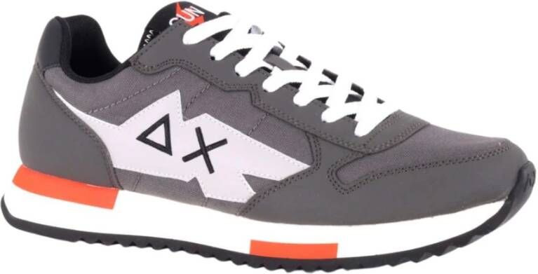 Sun68 Grijze Platte Sneakers met Geborduurd Logo Grijs Heren