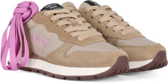 Sun68 Sneakers van leer en stof met eco-leer details Beige Dames