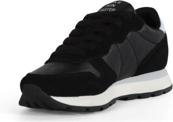 Sun68 Sneakers van leer en stof met eco-leer inzetstukken Black Dames