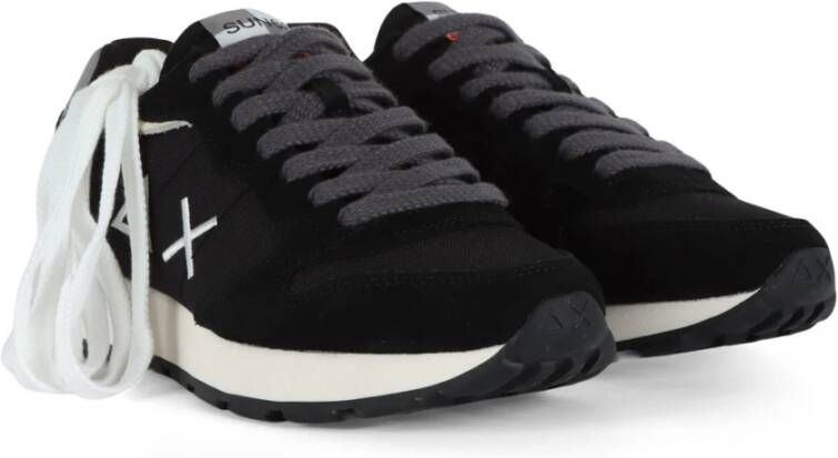 Sun68 Sneakers van leer en stof met eco-leer inzetstukken Black Heren