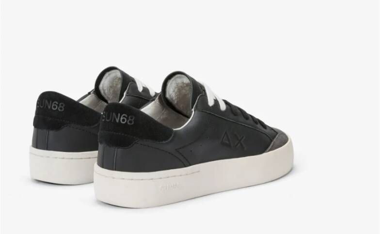 Sun68 Straat Leren Sneakers in Zwart Black Heren