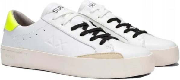 Sun68 Street Leather Tennis Sneakers Wit Geel White Heren