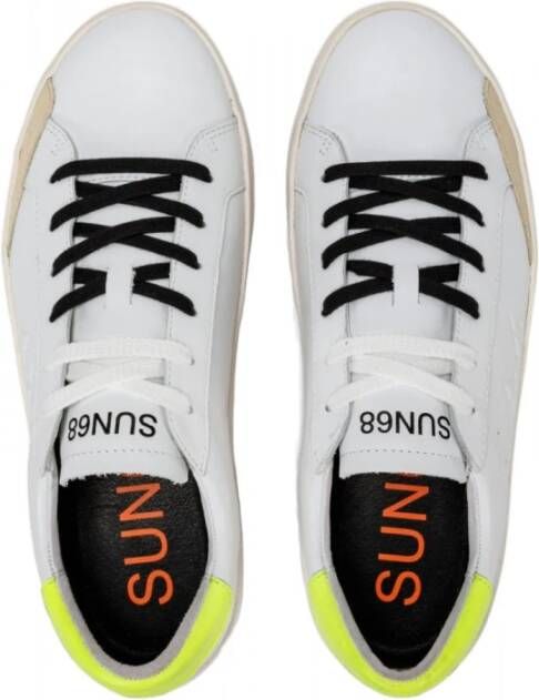 Sun68 Street Leather Tennis Sneakers Wit Geel White Heren