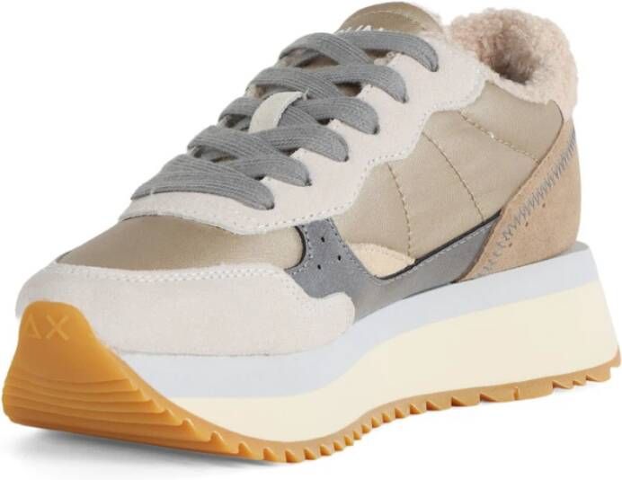 Sun68 Winter Leren en Stoffen Sneakers Beige Dames