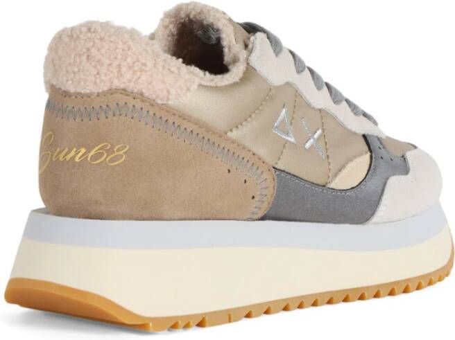 Sun68 Winter Leren en Stoffen Sneakers Beige Dames