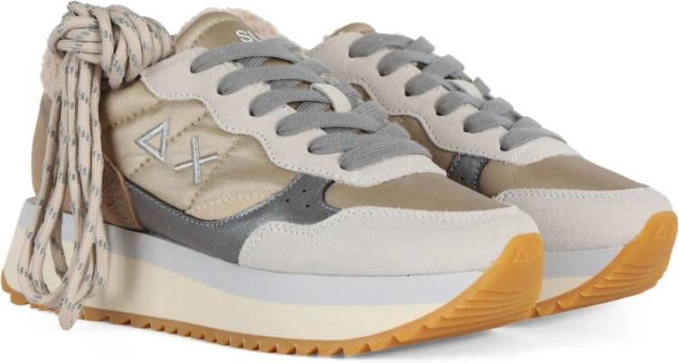 Sun68 Winter Leren en Stoffen Sneakers Beige Dames