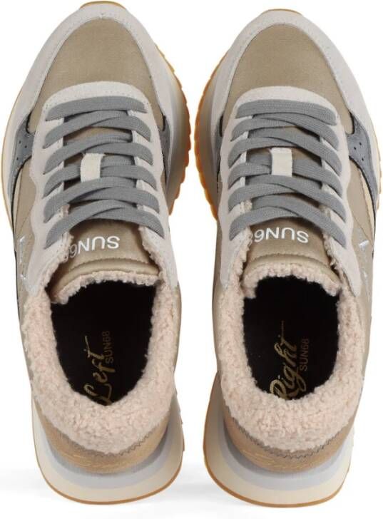 Sun68 Winter Leren en Stoffen Sneakers Beige Dames