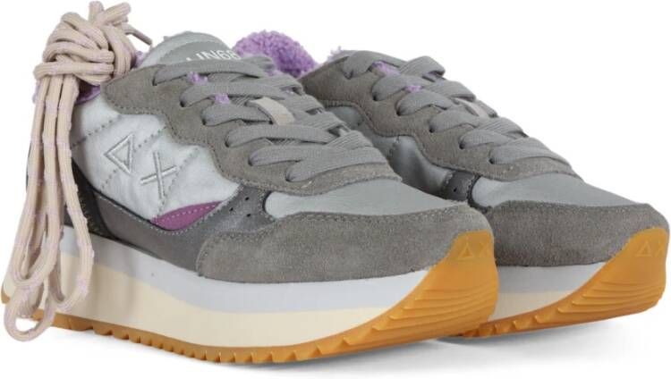 Sun68 Winter Leren en Stoffen Sneakers Gray Dames