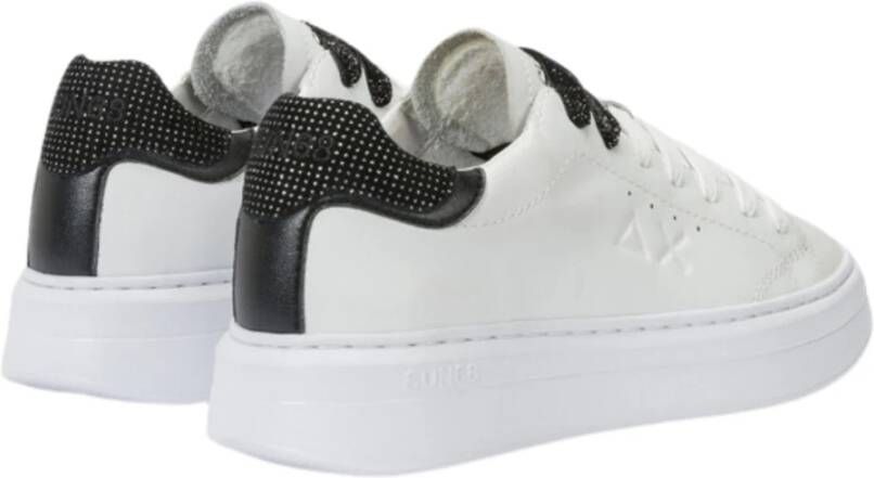 Sun68 Witte Leren Platte Schoenen White Dames