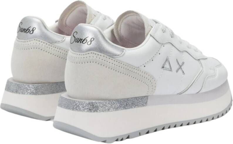 Sun68 Witte Leren Platte Schoenen White Dames