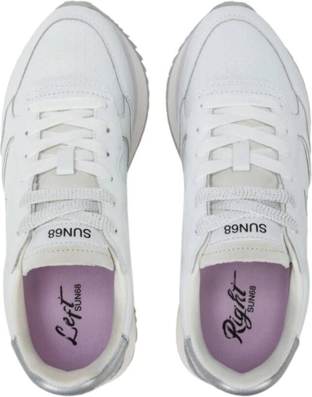 Sun68 Witte Leren Platte Schoenen White Dames