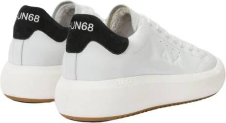 Sun68 Witte Leren Sneakers Veters Logo White Heren