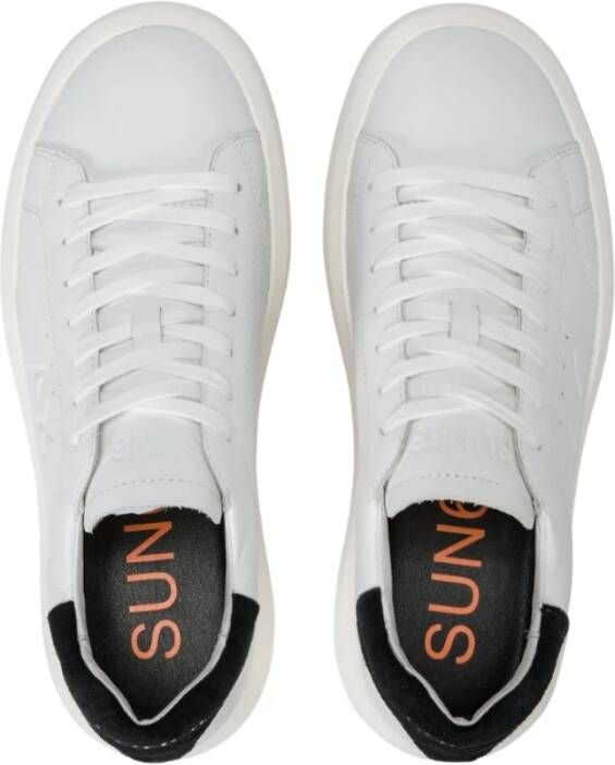 Sun68 Witte Leren Sneakers Veters Logo White Heren