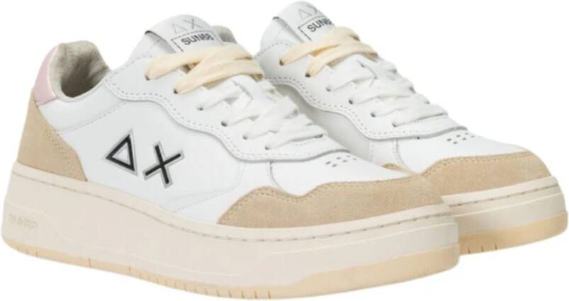 Sun68 Witte platte schoenen Basket Love White Dames