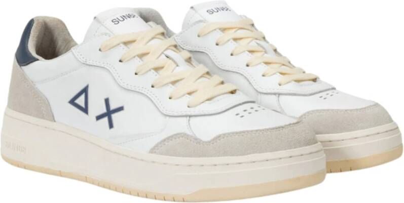 Sun68 Witte Platte Sneaker Leer Suède White Heren