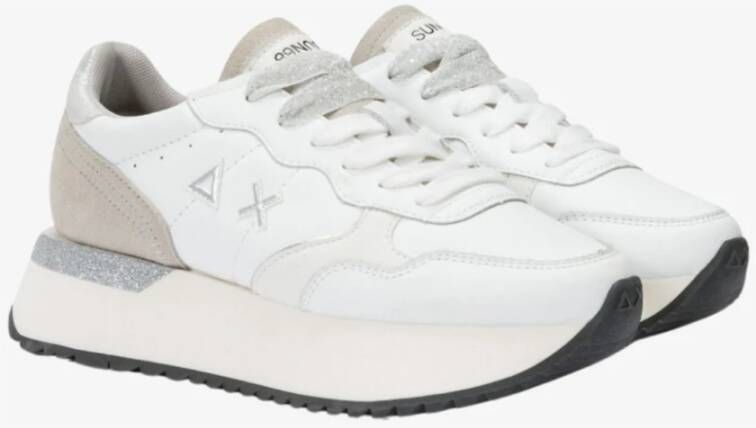 Sun68 Witte PU Sneakers met Glitterdetails White Dames