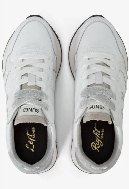 Sun68 Witte PU Sneakers met Glitterdetails White Dames