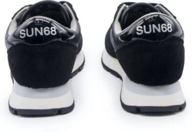 Sun68 Zwarte Leren Sneakers met Logo Patch Zwart Dames