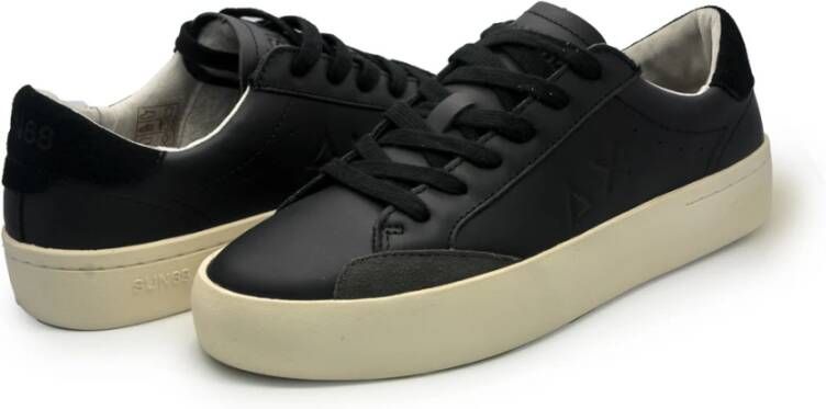 Sun68 Zwarte leren straatschoenen Black Heren