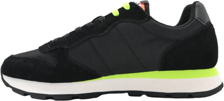 Sun68 Zwarte Nylon Sneakers Tom Fluo Black Heren