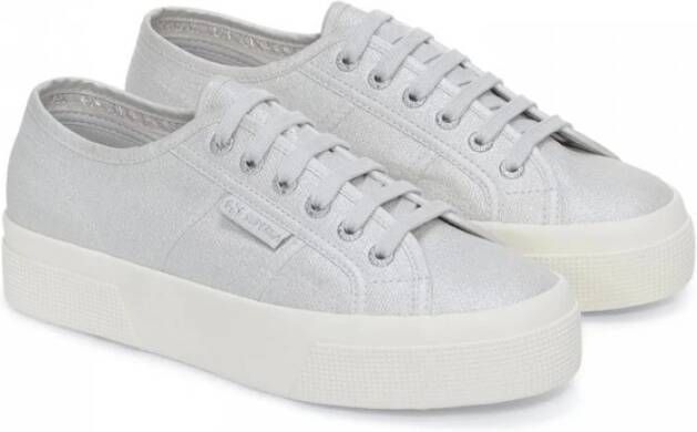 Superga Platform Pearl Matte Canvas Sneakers Gray Dames