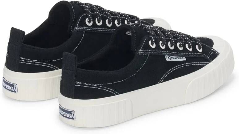 Superga Suède Gestreepte Schoenen Black Heren