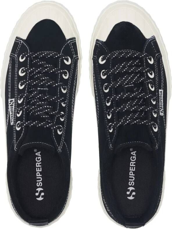 Superga Suède Gestreepte Schoenen Black Heren