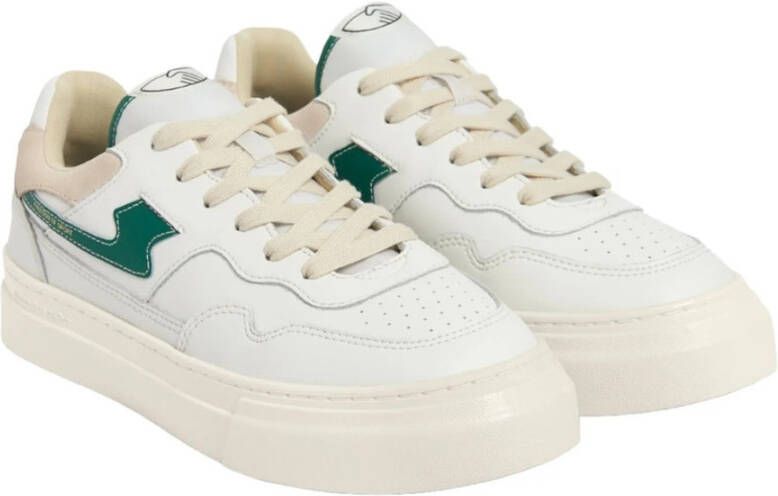 S.w.c. Stepney Workers Club Stepney Workers Club Pearl Strike Leather Sneakers White Green Beige Heren