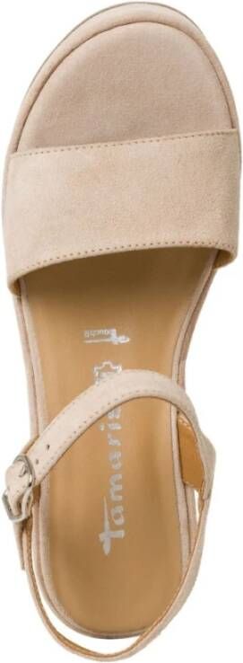 tamaris Beige Casual Open Platte Sandalen Beige Dames