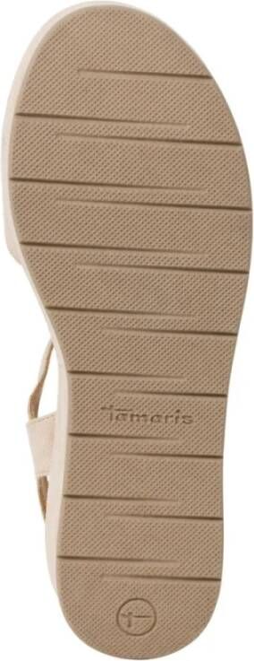 tamaris Beige Casual Open Platte Sandalen Beige Dames