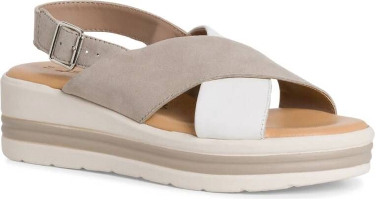 tamaris Beige Casual Open Platte Sandalen Beige Dames