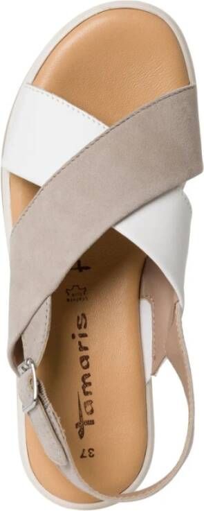 tamaris Beige Casual Open Platte Sandalen Beige Dames